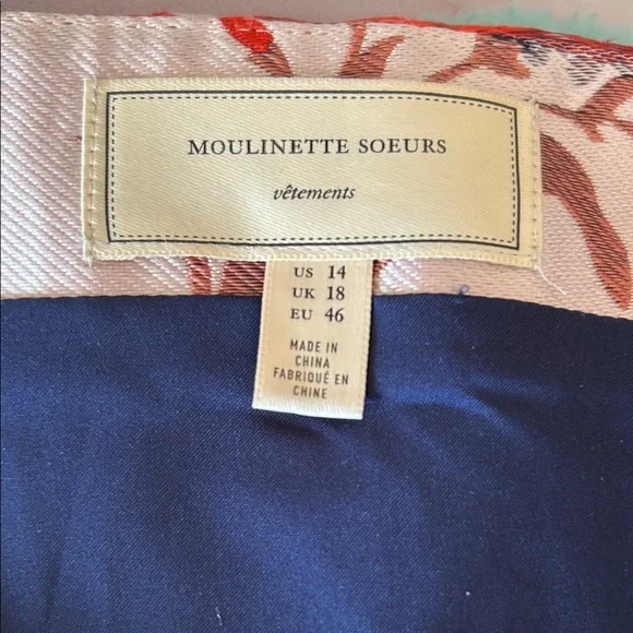 Anthropologie Moulinette Soeurs Floral and Navy Tulle Dress size 14 - Picture 14 of 16